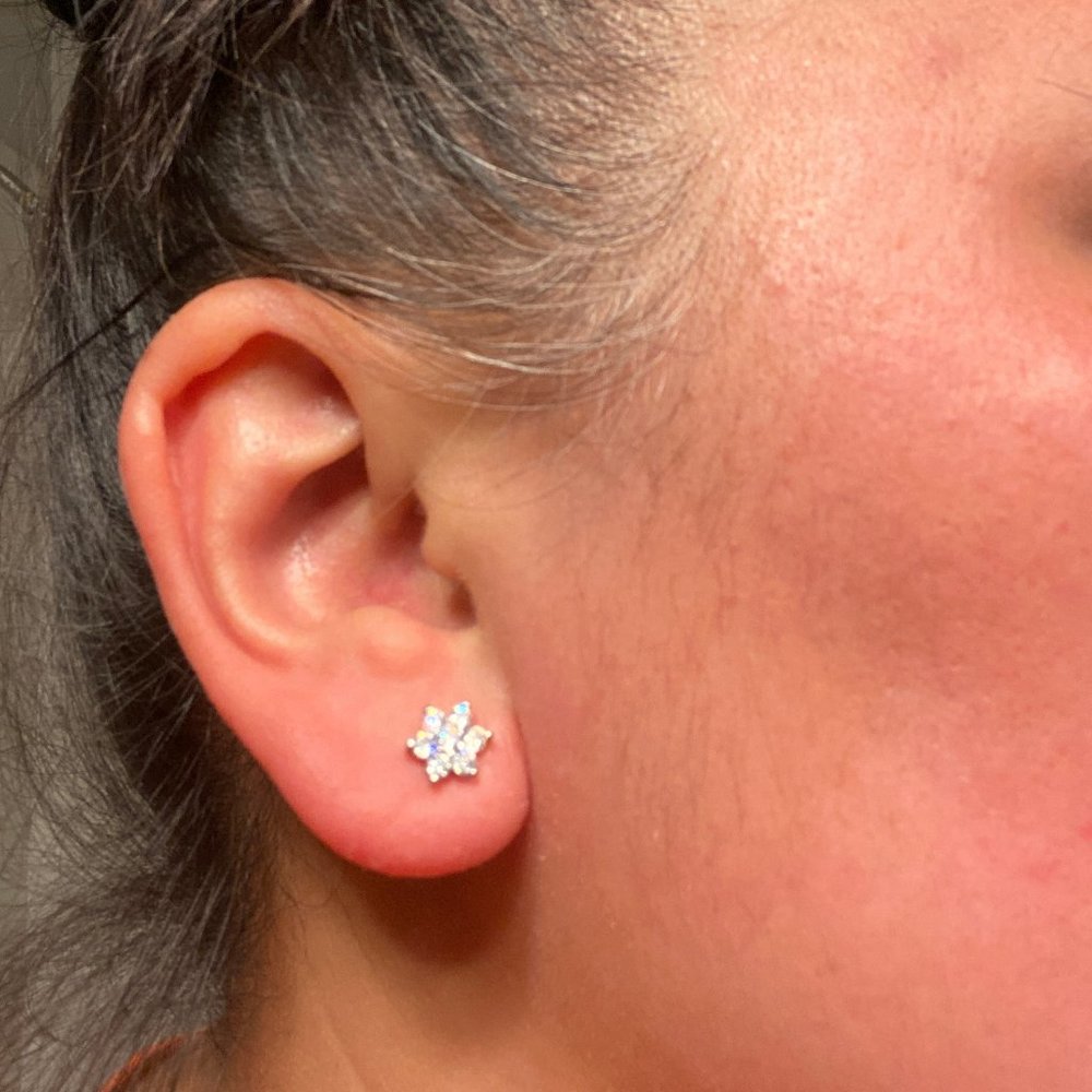 Sterling Silver Star Cubic Zirconia Stud Earrings - Picture 9 of 9